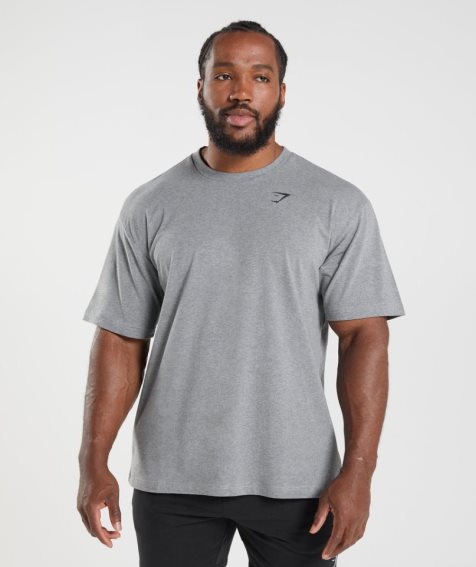 Koszulki Gymshark Essential Oversized Męskie Szare | PL 379VPE